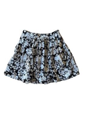 Club Monaco Silk Blend Mini Skirt Floral Size 2 Zip Pockets Lined